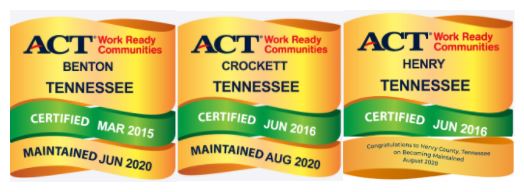 Benton, Crockett, and Henry Counties Achieve Maintaining Status as ACT® Work Ready Communities